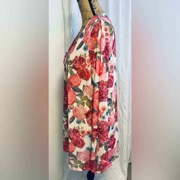 La Vie En Rose Aqua Sheer Floral Swim Beach Coverup Size Large - Picture 4 of 6